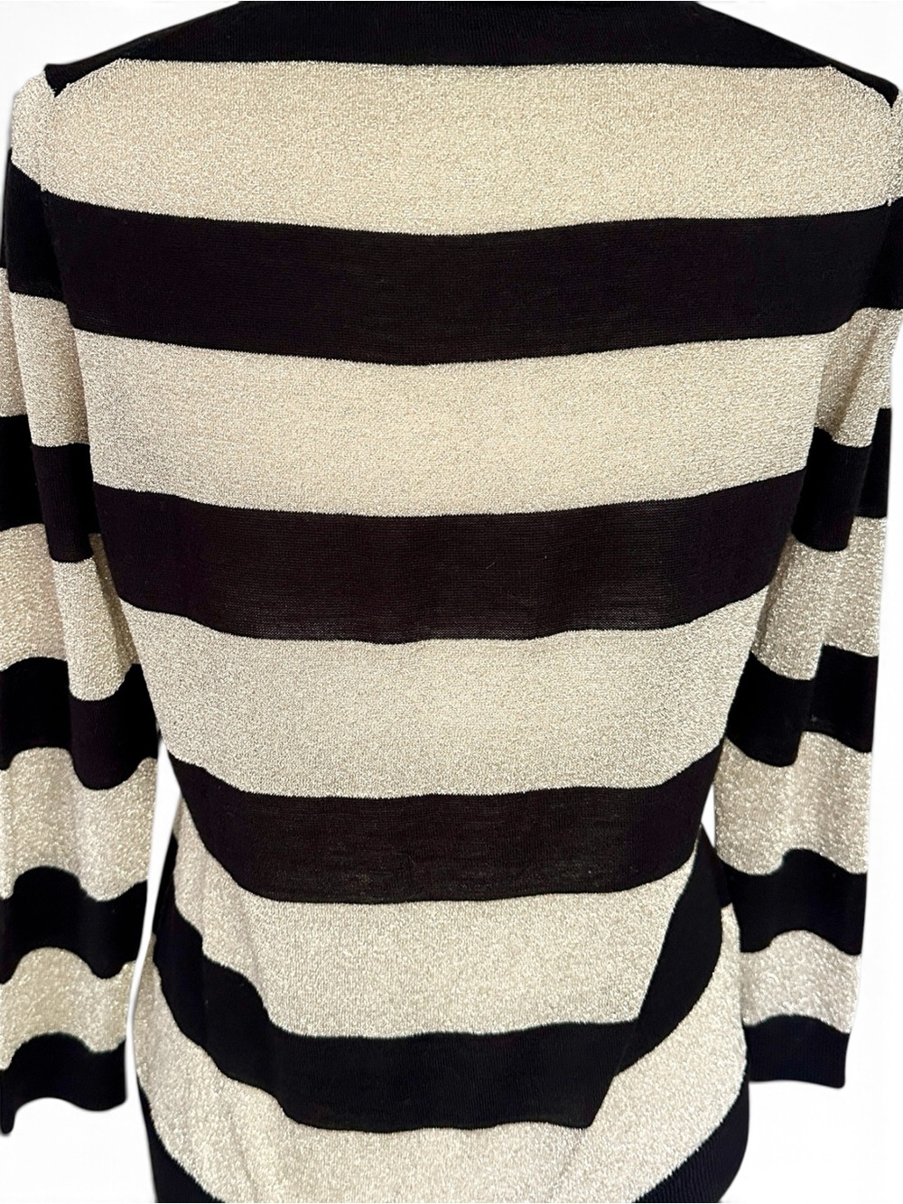Ann Taylor Merino Wool Cardigan | Size M | Metallic Gold and Black Wool | Beauty - Picture 3 of 11